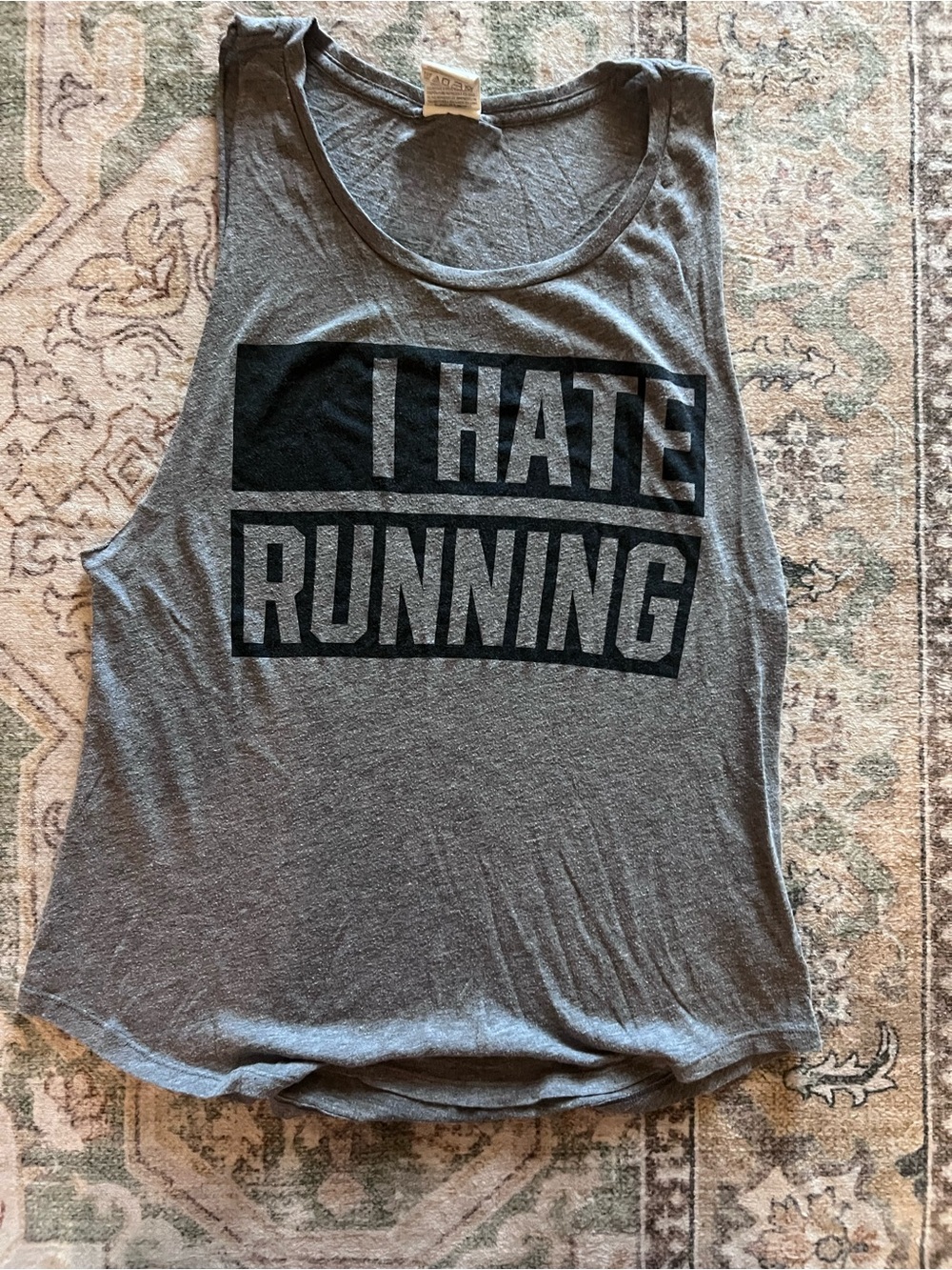 Victoria's Secret Gray Graphic Tank - "I HATE RUNNING"